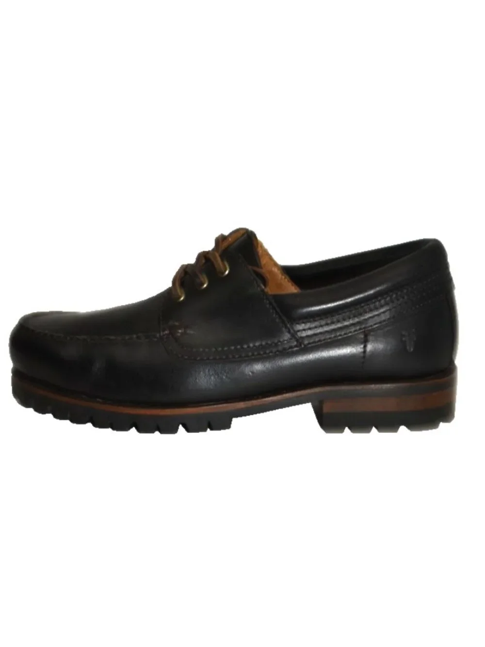 New! Frye Men's Size 9 D Hudson Leather Campmoc Lug Sole Boat Shoes Black DD150A